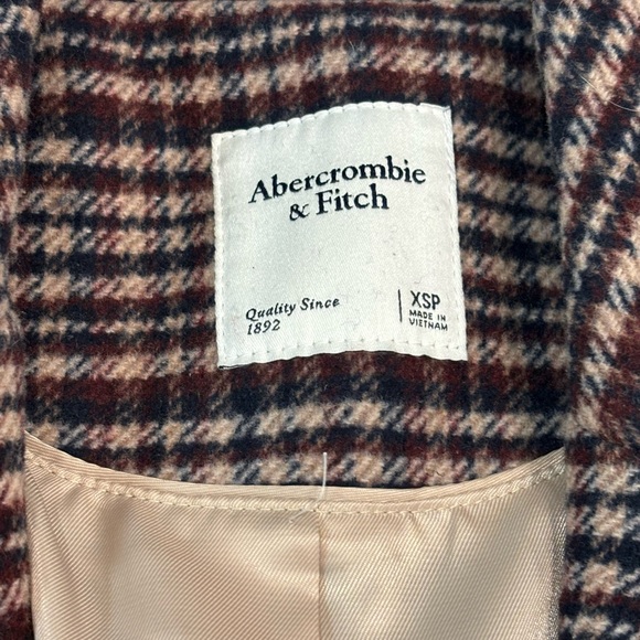 Abercrombie & Fitch Plaid Wool-Blend Dad oversized Blazer - XSP - Picture 3 of 8